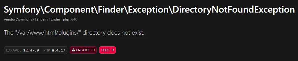 Plugins directory does not exist error