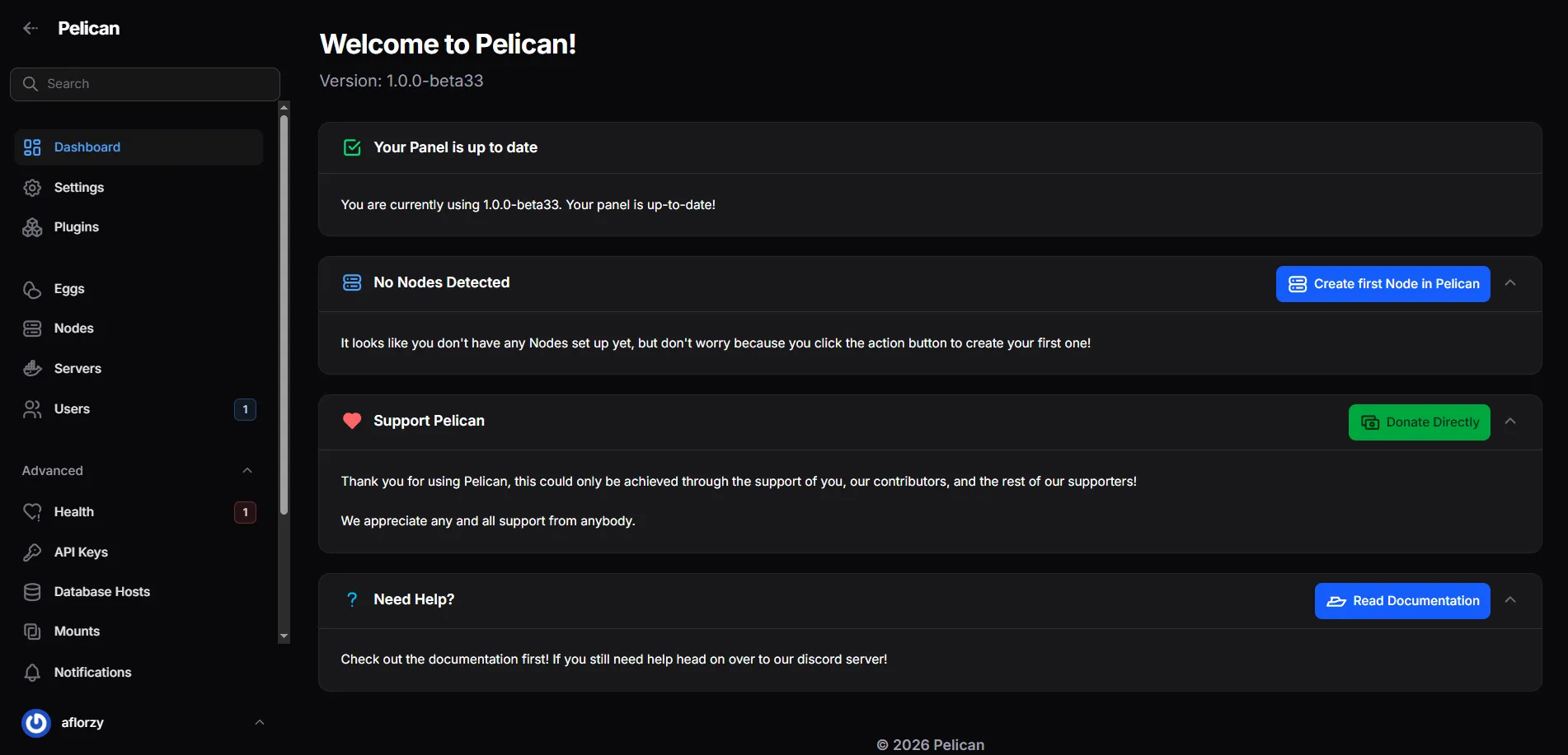 Pelican Panel Dashboard