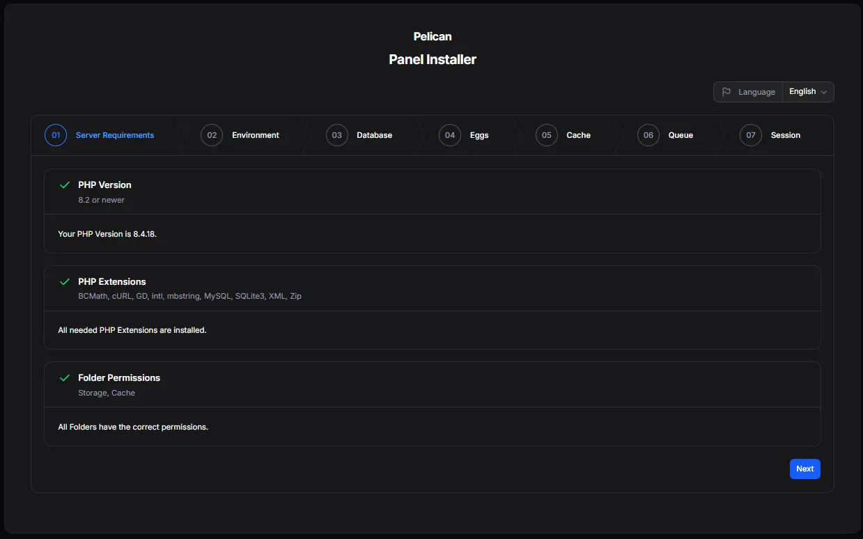 Pelican Installer Server Requirements