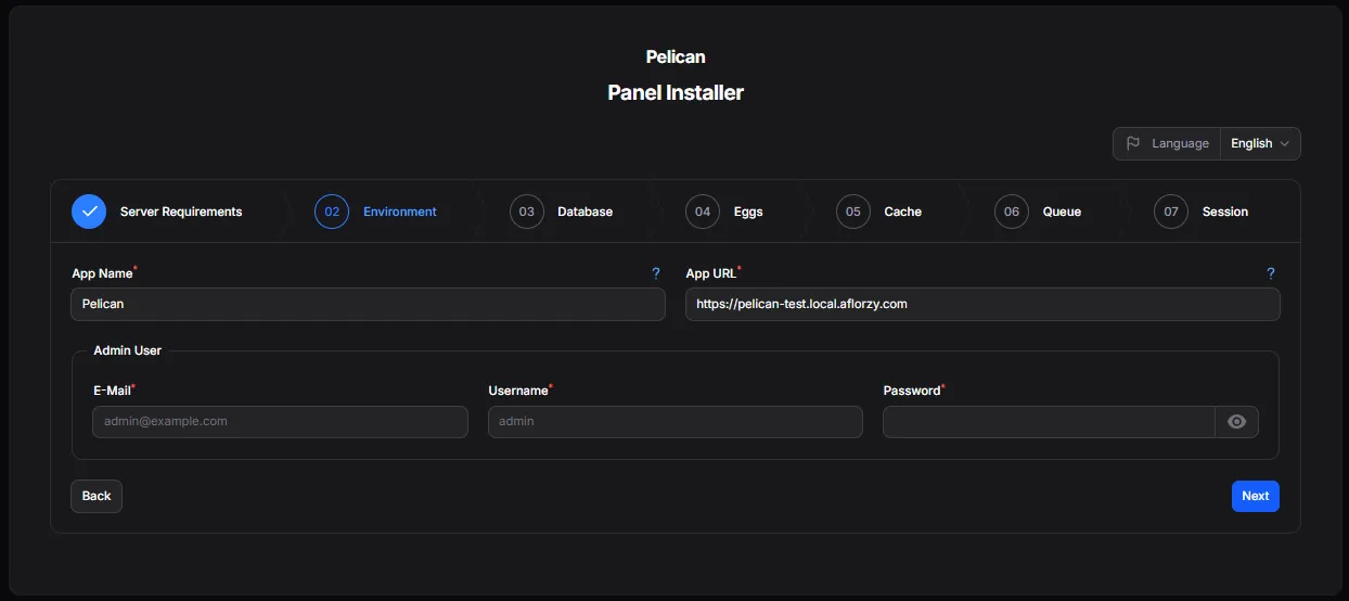 Pelican Installer Environment Settings